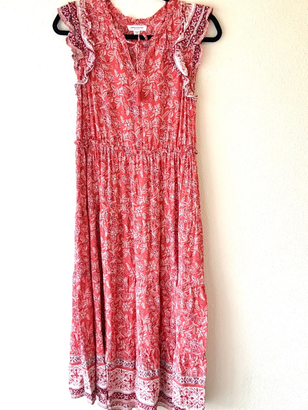 BeachLunchLounge Boho Maxi Dress Size XSM Ruffles Gathered Prairie